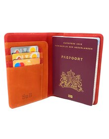 Su.B.dgn Venlo Paspoorthouder, RFID, Kaarthoude,Travel Wallet, Leer – Rood-Oranje