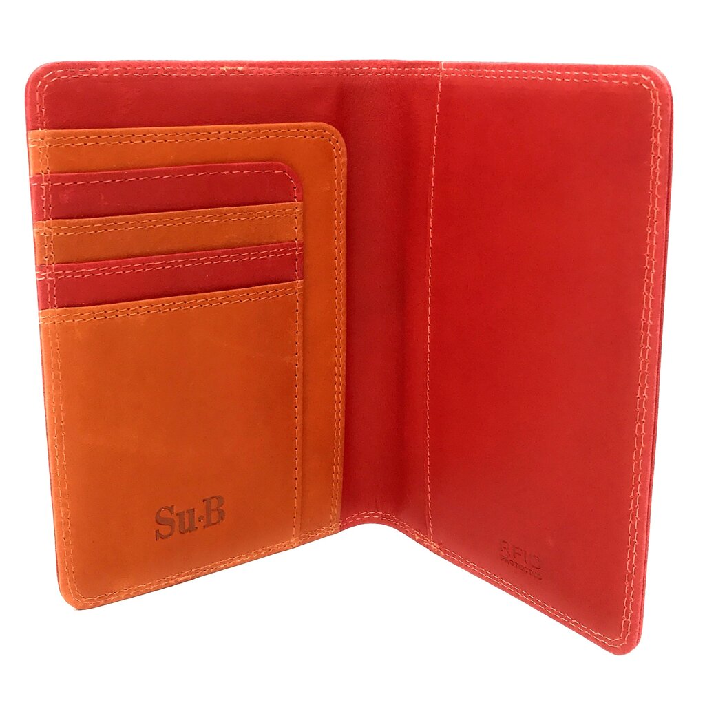 Su.B.dgn Venlo Paspoorthouder, RFID, Kaarthoude,Travel Wallet, Leer – Rood-Oranje