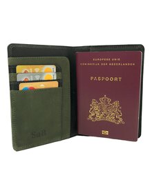 Su.B.dgn Venlo Paspoorthouder, RFID, Kaarthoude,Travel Wallet, Leer – Zwart Olijf