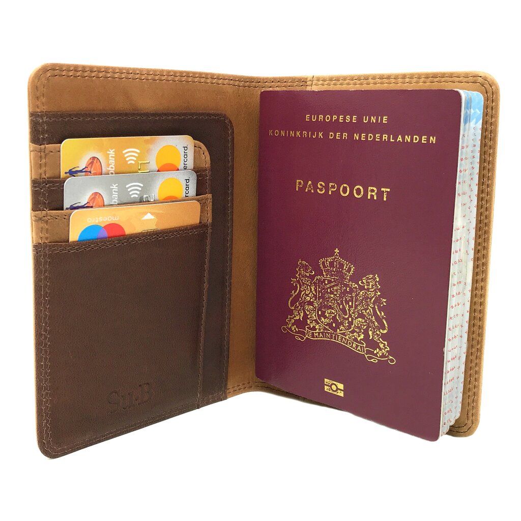 Su.B Venlo Passport Holder for Travel, RFID, Passport Cover, Leather – Brown