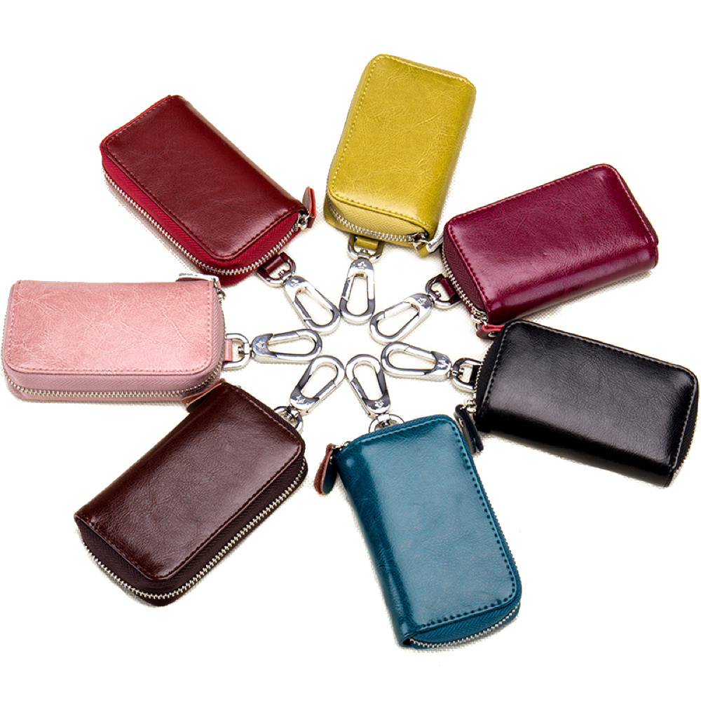 Key Holder, Car Key Case, Leather, Key Ring with 6 Key Hooks, Card Holder, Key Organizer  – Dark Brown-6