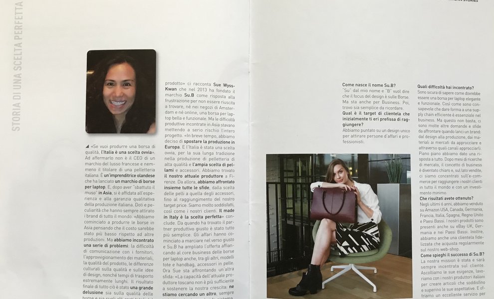 Su.B brand story has been published in the Italian magazine LaConceria