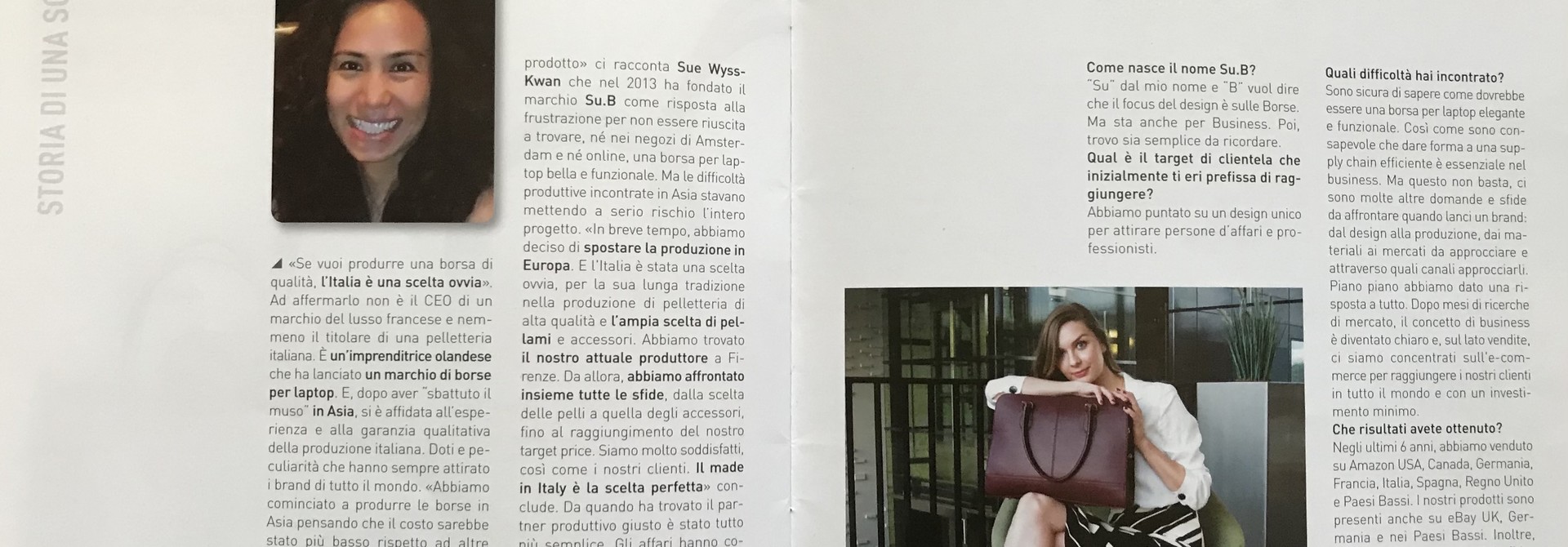 Die Geschichte der Marke Su.B wurde in der italienischen Zeitschrift LaConceria veröffentlicht