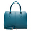 Su.B Laptoptas 14 inch- Handtassen Dames- Leer- Schoudertas met Laptopvak- Made in Italy- Turkoois