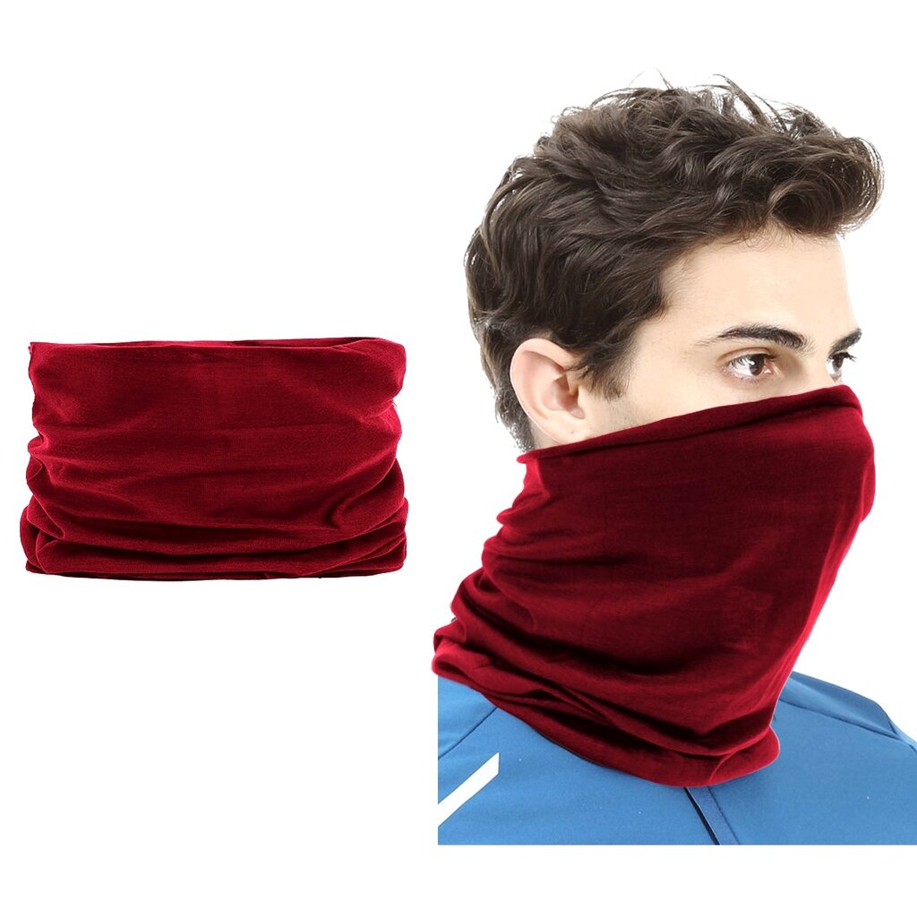 Su.B.dgn 2 Stücke Multifunktionaler Polyester Schlauchschal - Bandana Sturmhaube Sturmhaube - Ideal für Sport Fahrrad Motorrad - Männer Frauen - Weinrot