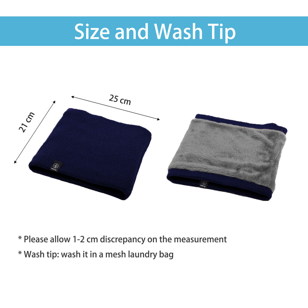 Su.B.dgn Neck Warmer, Men and Women, Sports Neck Gaiter, Skiing Tube Scarf, Double Layer - Blue