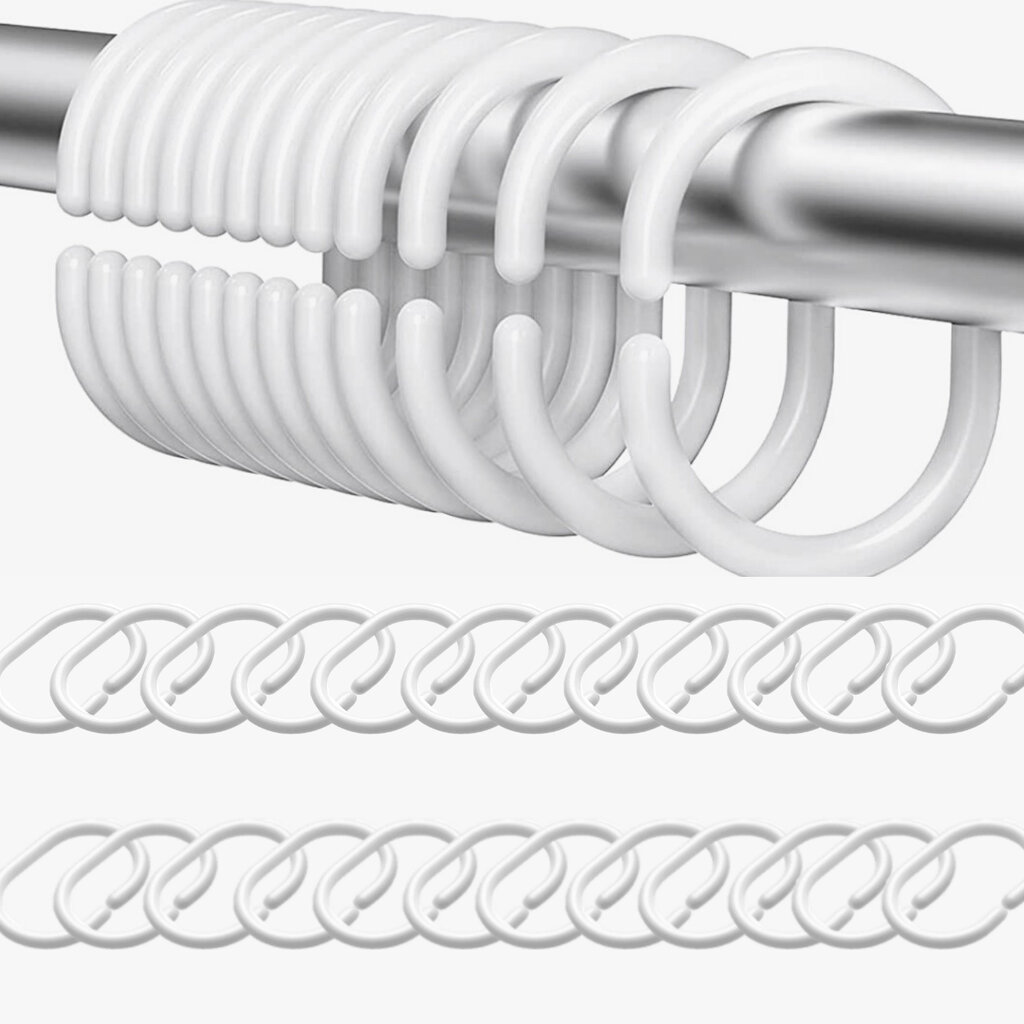 Su.B.dgn Duschvorhangringe 2 Sets mit 24 Stück aus Kunststoff - Weiß