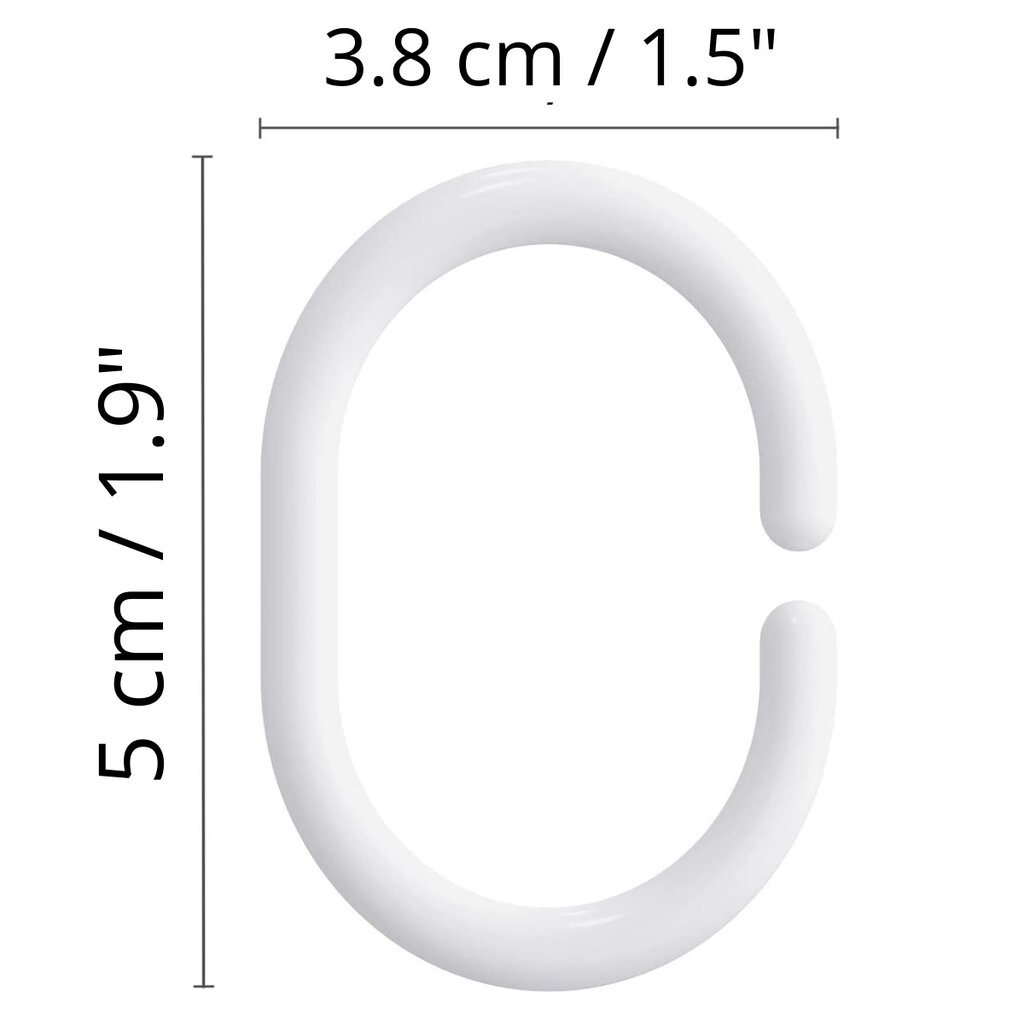 Su.B.dgn Douchegordijn Ringen 2 Sets met 24 stuks – Kunststof Shower Curtain Rings - Wit