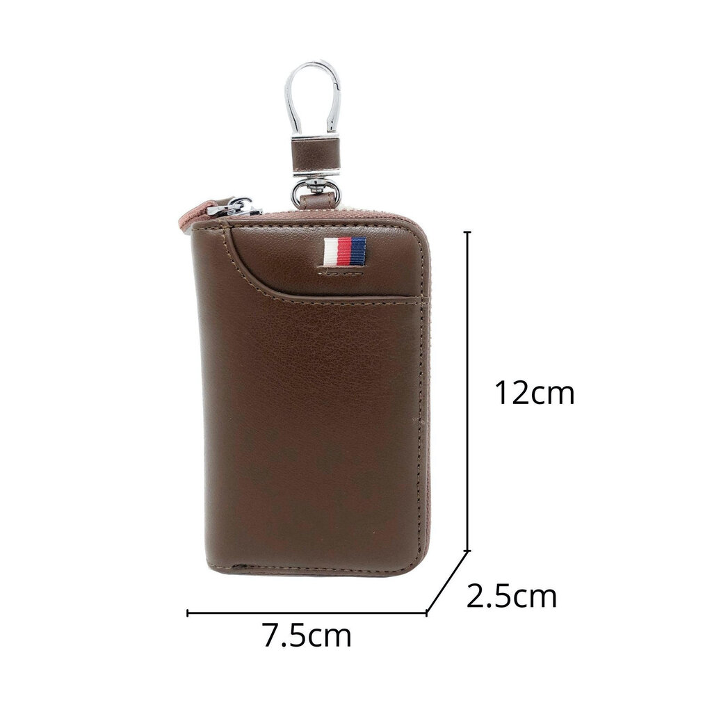 Su.B Leather Key Case – 6 Key Hooks, Card Slot, Wallet for Bank Notes, Car Key Pocket, Multifunctional Organizer - Brown