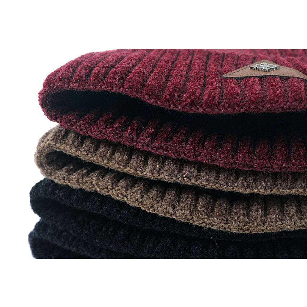 Su.B.dgn Beanie, Knit Cuffed, Winter Hat, Double Layer, Men and Women - Red