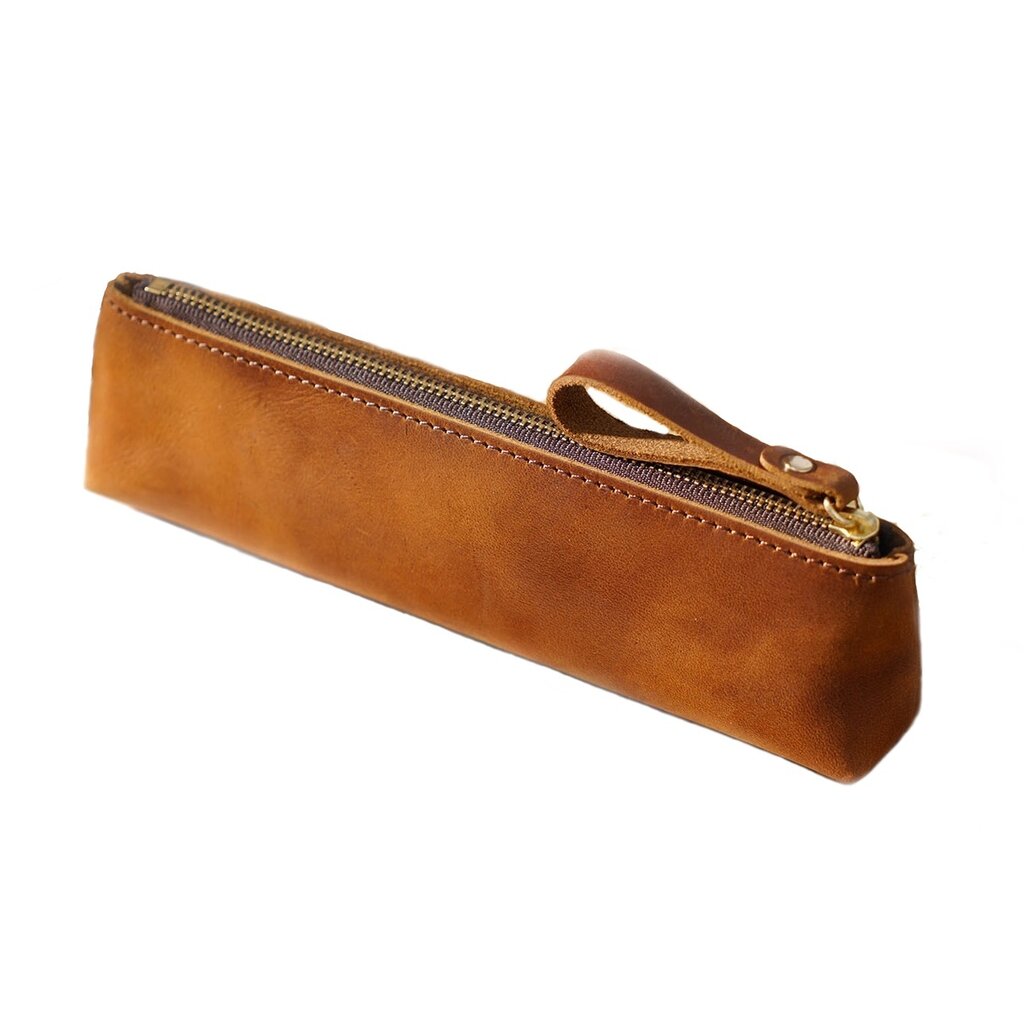 Su.B Federmäppchen - Federtasche - Etui aus Leder - Passend für Mehr als 15 Stifte -  für Männer und Frauen - Braun