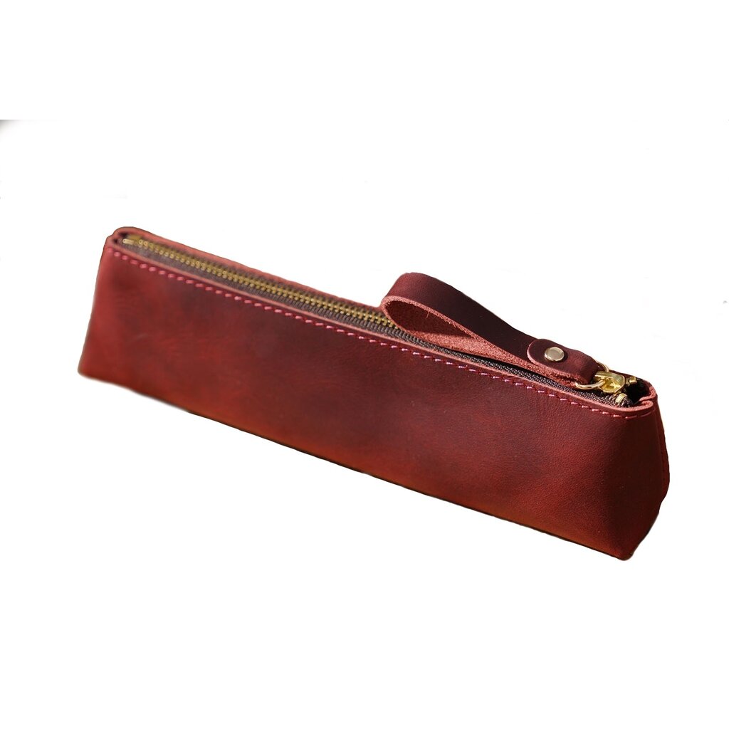 Su.B Federmäppchen - Federtasche - Etui aus Leder - Passend für Mehr als 15 Stifte -  für Männer und Frauen - Rot