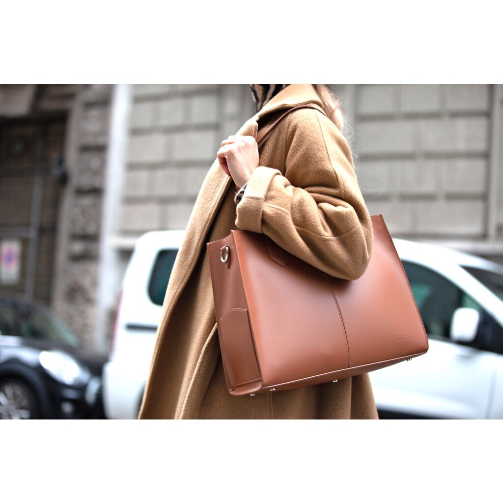 Su.B Amsterdam Work Tote 14” Laptop Compartment Brown