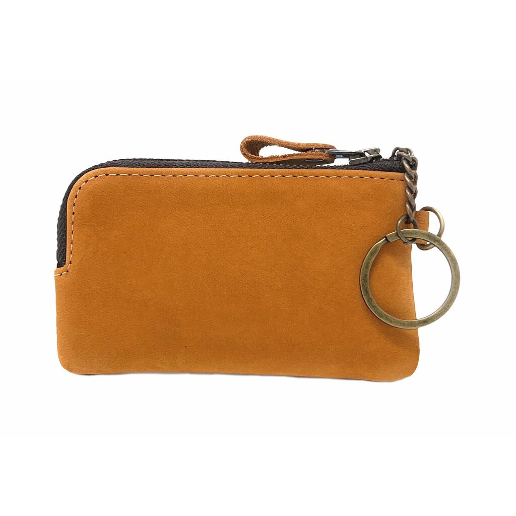 Su.B Key Rings Wallet, Leather, Key Case, Coins, Cards Pocket with Zipper- Brown