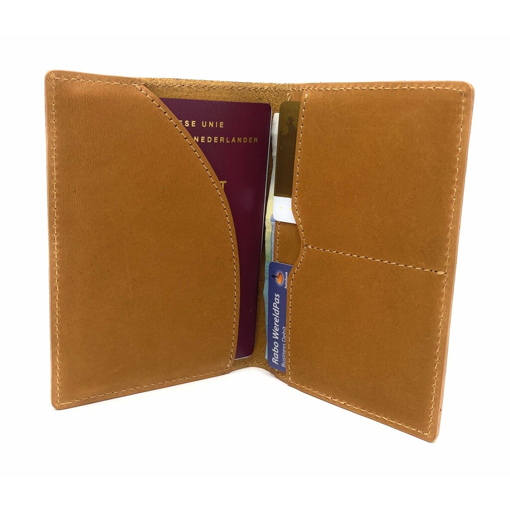 Su.B Paspoorthouder, Kaarthoude,Travel Wallet, Leer  – Bruin
