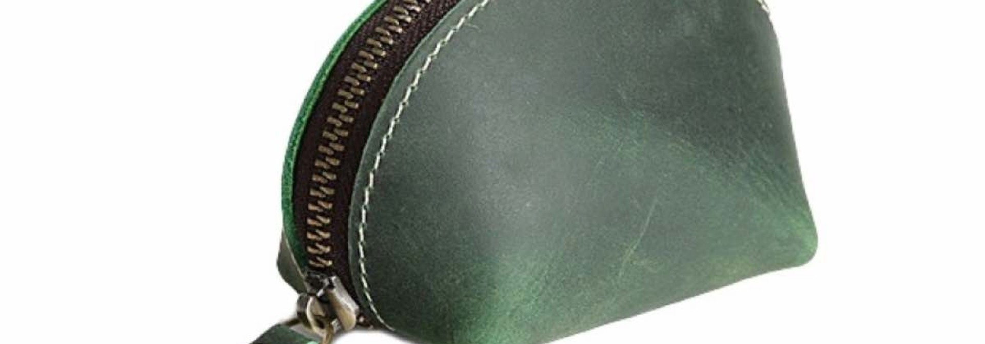 Kleine Brieftasche aus Leder - Münzportemonnaie und Schlüsseletui - Grün
