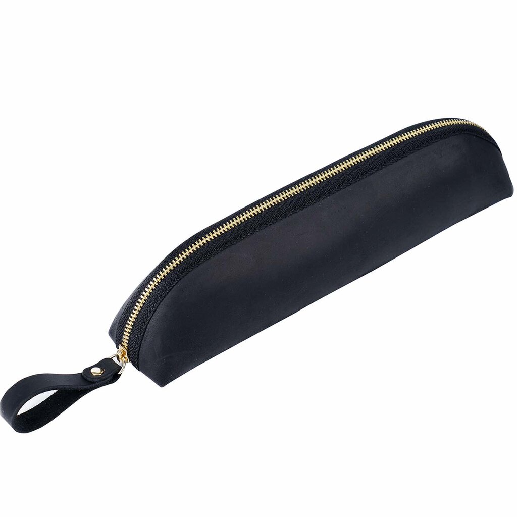 Su.B Leder-Federmäppchen – Stiftehalter mit Reißverschluss, Platz für 25+ Stifte, Stilvolle Tasche für Damen und Herren - Schwarz