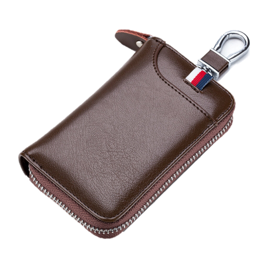 Su.B Leather Key Case – 6 Key Hooks, Card Slot, Wallet for Bank Notes, Car Key Pocket, Multifunctional Organizer - Brown