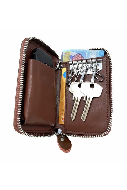 Kaufe Unisex-Leder-Schlüsseltasche, Schlüsselhalter, multifunktional, 1  Stück, Reißverschluss, Schlüsselmappe, Geldbörse, einfarbig, wasserdicht,  Schlüsseletui