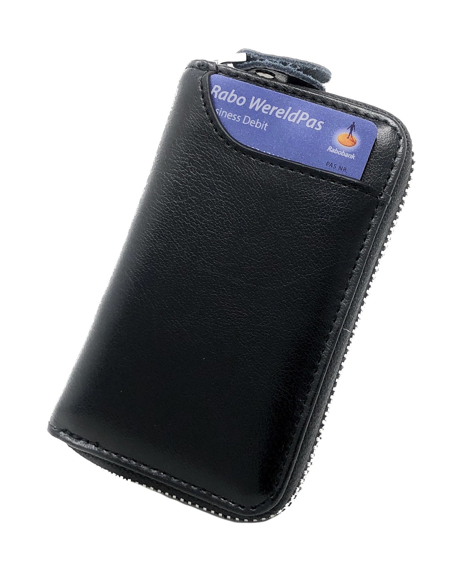 Leather Key Case, 6 Key Hooks, Card Holder, Bank Notes Wallet, Car Key Pocket, Multifunctional Key Organizer - Black-2