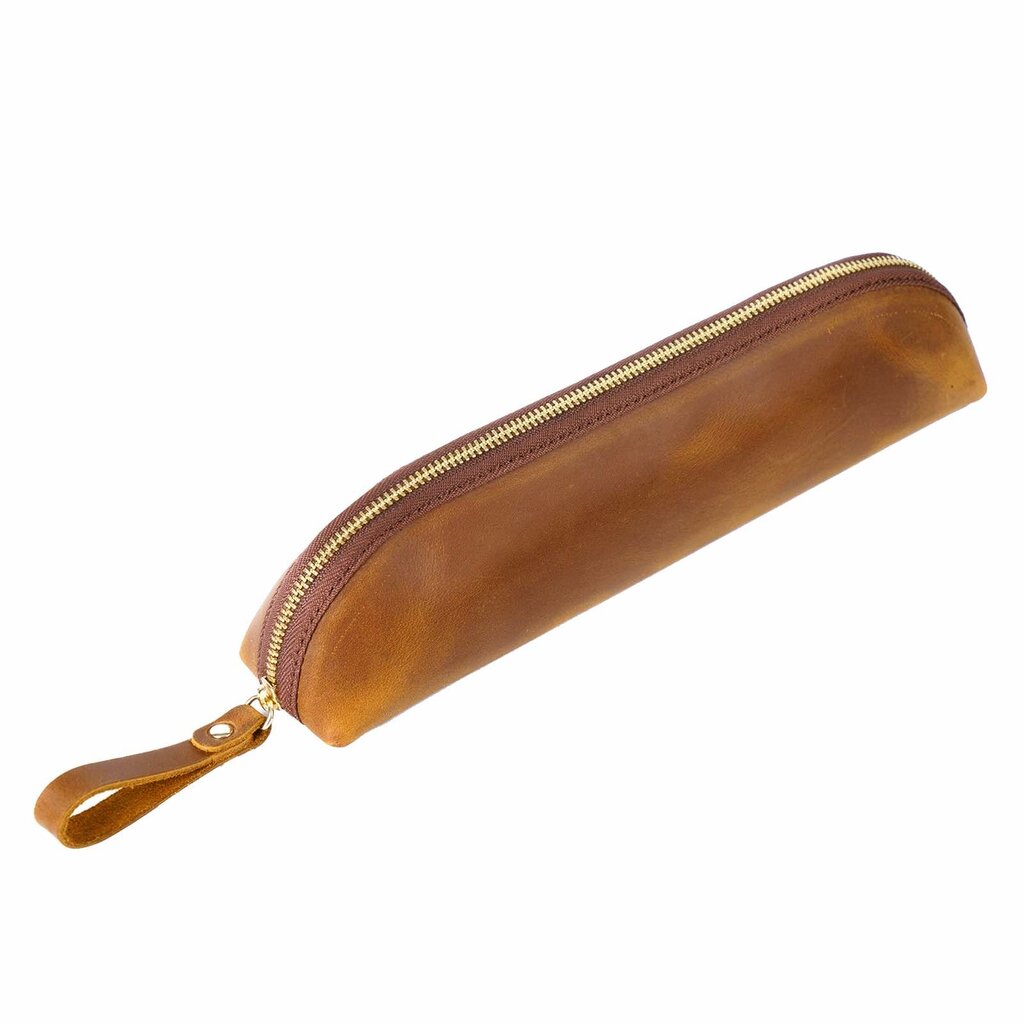 Su.B Federmäppchen - Federtasche - Etui aus Leder - Passend für Mehr als 25 Stifte -  für Männer und Frauen - Cognac