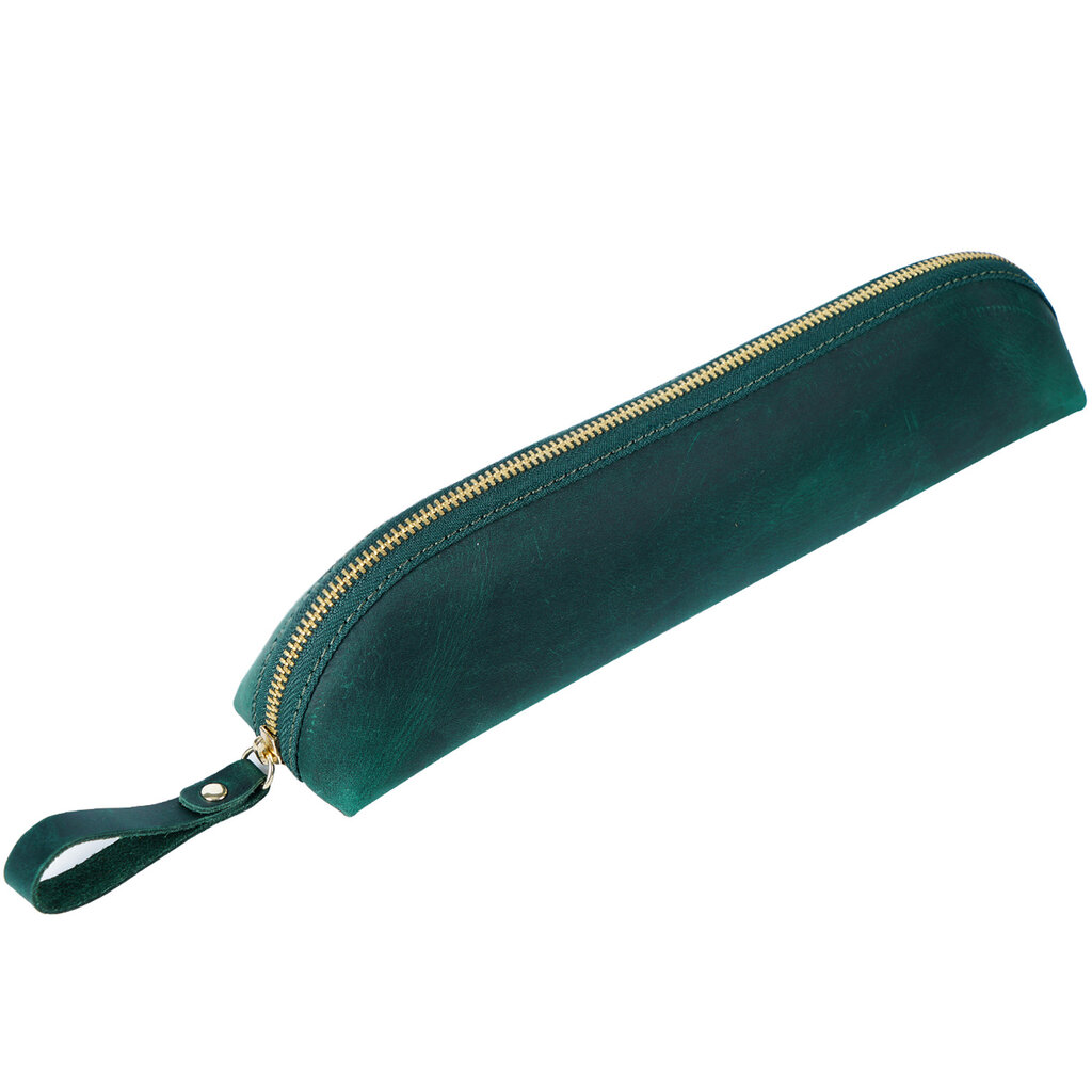 Su.B Pencil Case - Pen Holder - Leather - Fits More Than 25 Pens - Pencil Pouch With Zipper for Men Women - Green