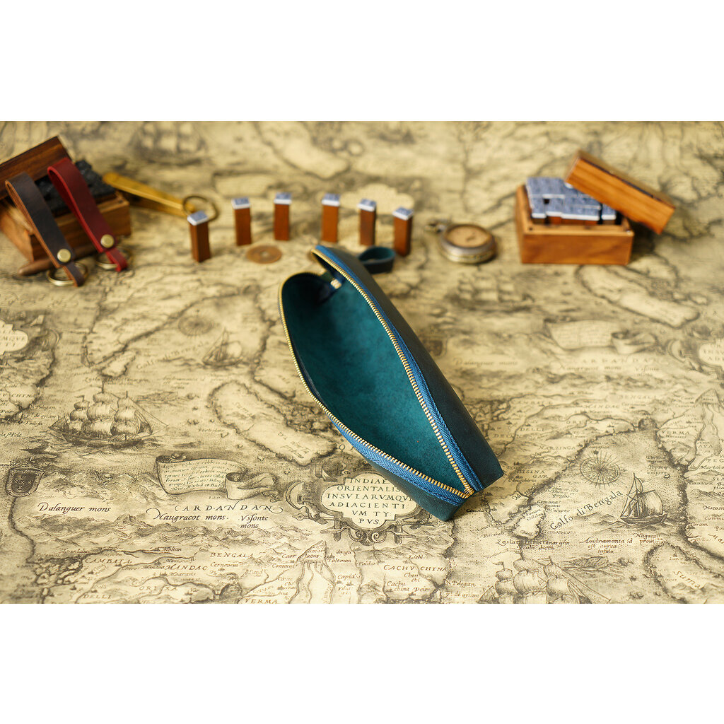 Su.B Pencil Case - Pen Holder - Leather - Fits More Than 25 Pens - Pencil Pouch With Zipper for Men Women - Green