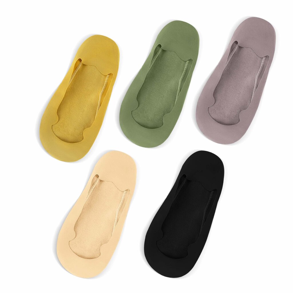 Su.B.dgn 5 Pairs No Show Socks Womens, Low Cut, One Size Fits 6-9, Non-Slip - Multi Colours