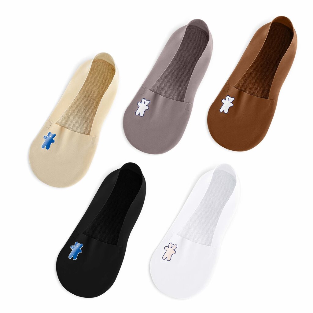 Su.B.dgn 5 Paar Unsichtbare Socken für Damen, Füßlinge  Sneakersocken, Rutschfeste Socken für flache Schuhe, Größe 36-40 – Verschiedene Farben