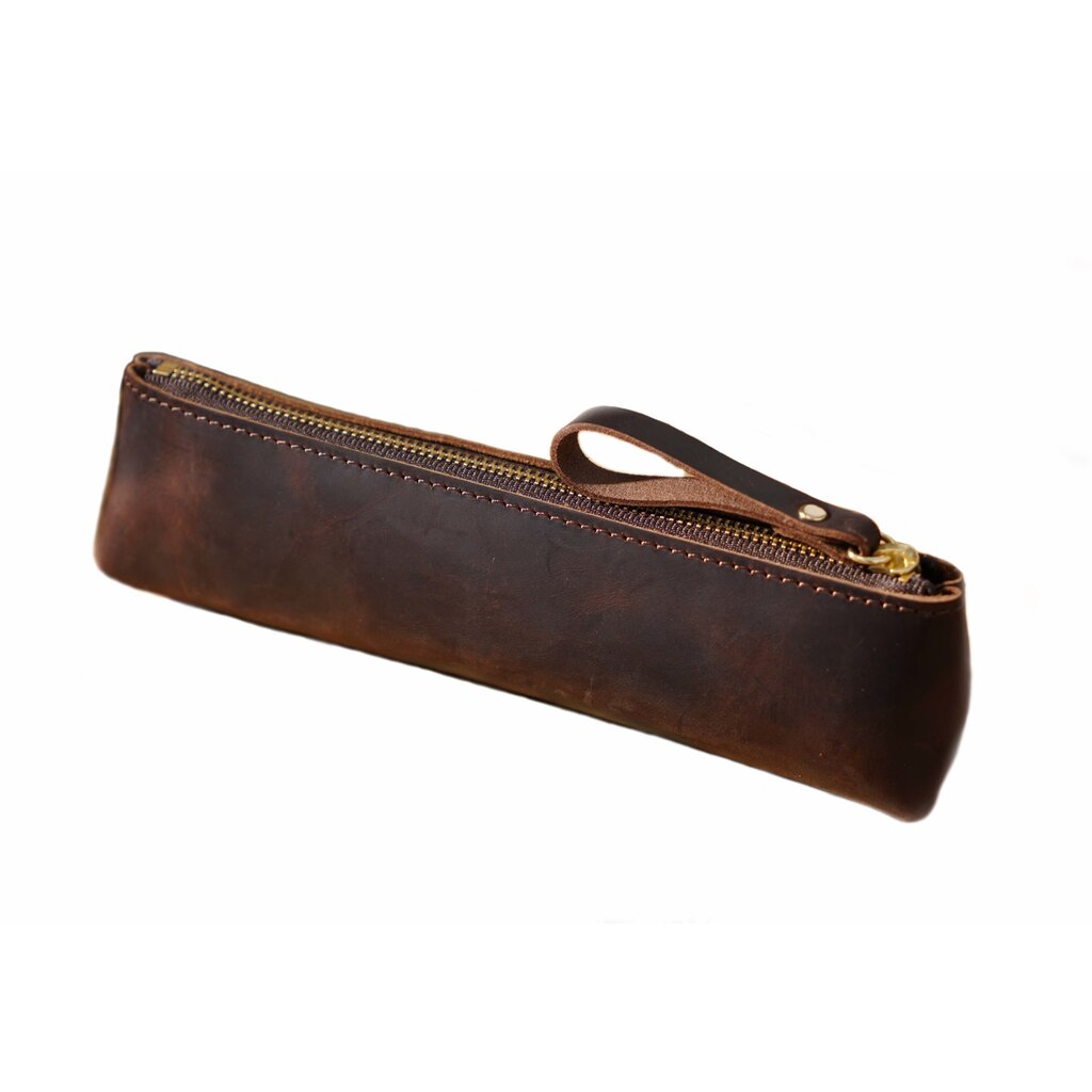 Su.B Federmäppchen - Federtasche - Etui aus Leder - Passend für Mehr als 15 Stifte -  für Männer und Frauen - Dunkelbraun