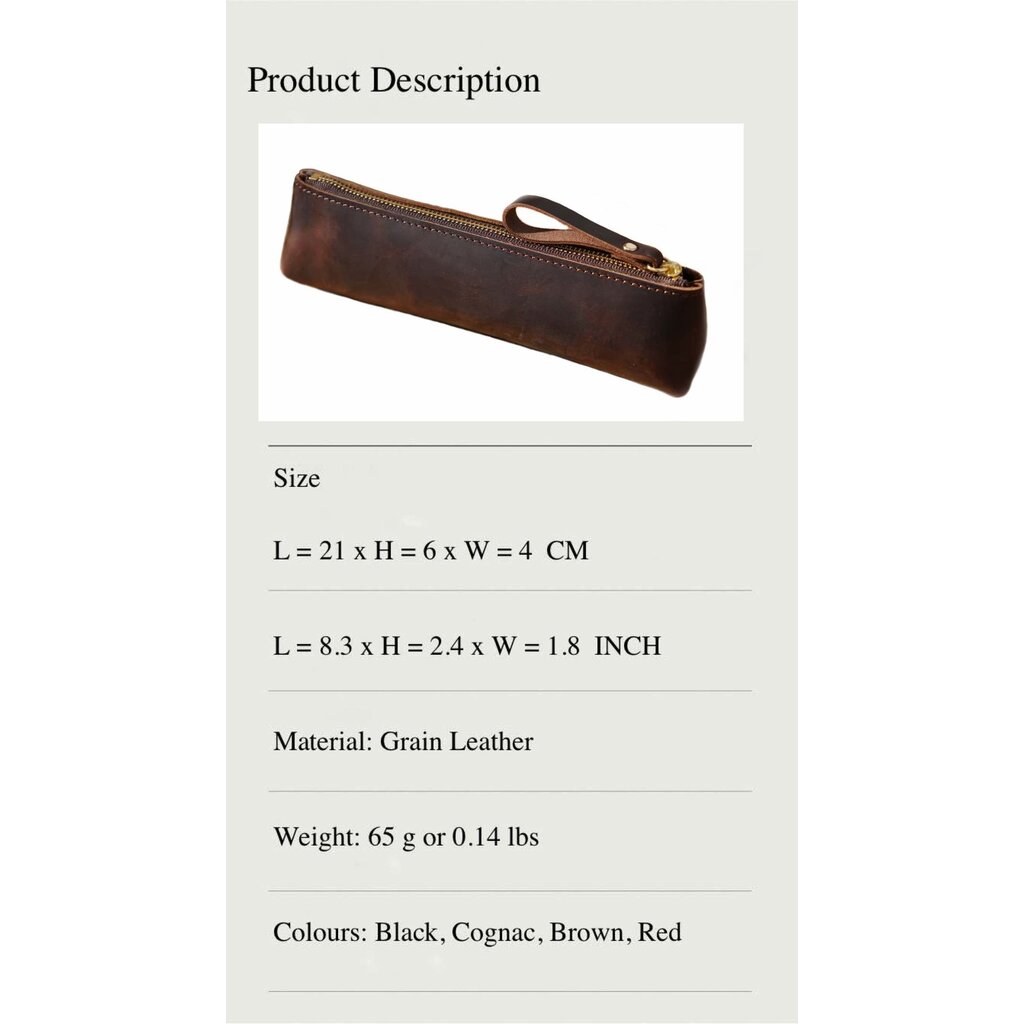 Su.B Federmäppchen - Federtasche - Etui aus Leder - Passend für Mehr als 15 Stifte -  für Männer und Frauen - Dunkelbraun
