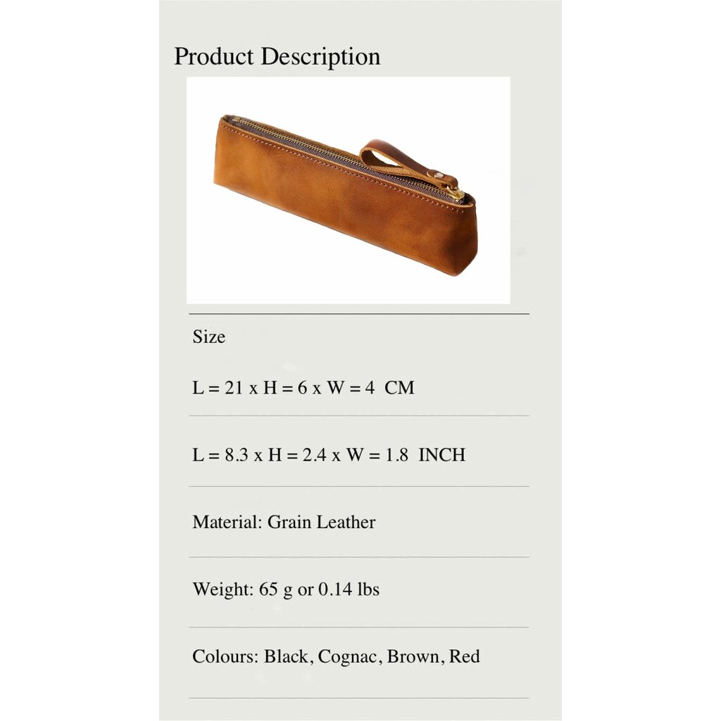 Su.B Federmäppchen - Federtasche - Etui aus Leder - Passend für Mehr als 15 Stifte -  für Männer und Frauen - Braun