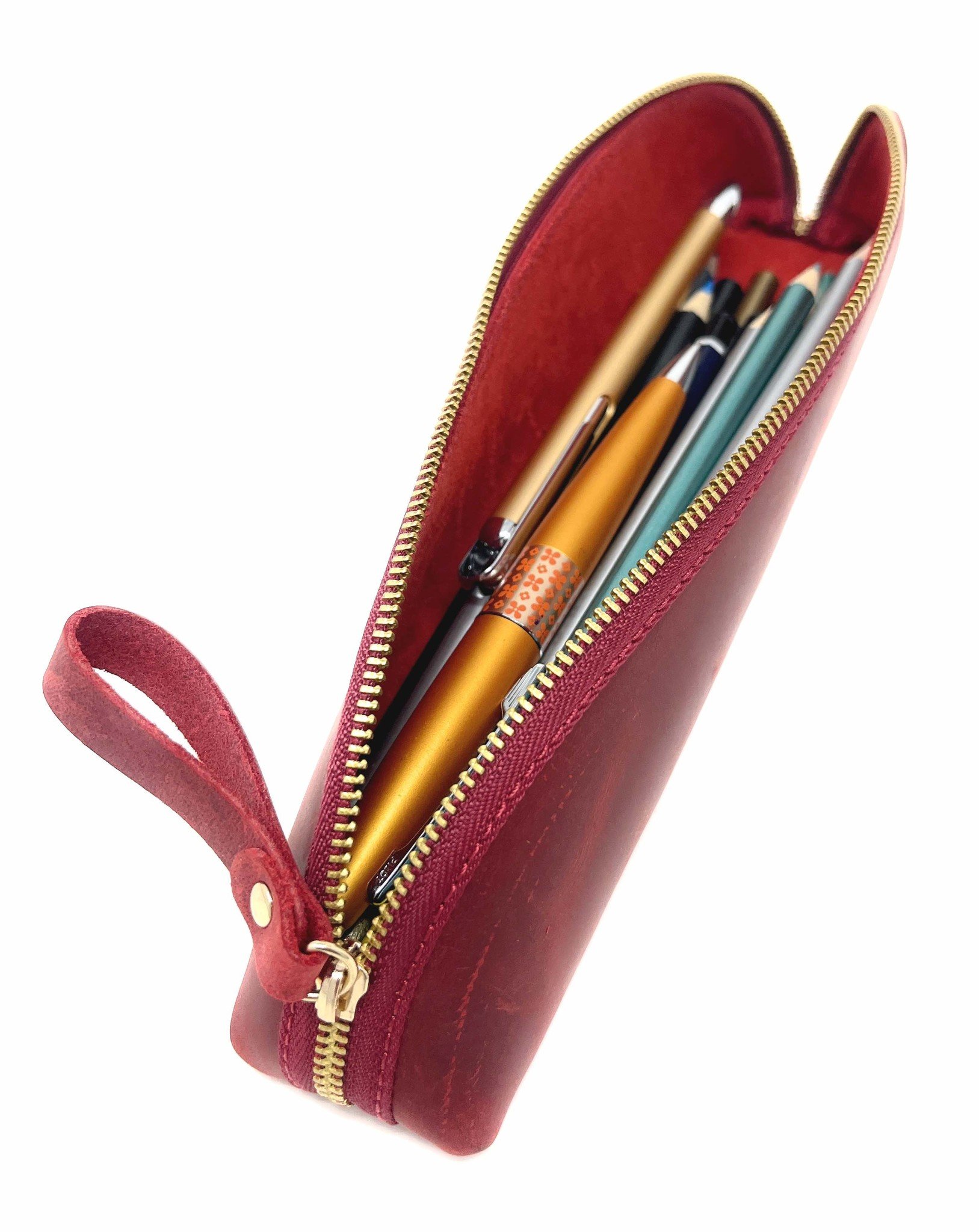 Red Leather Small Pencil Case – Choosing Keeping