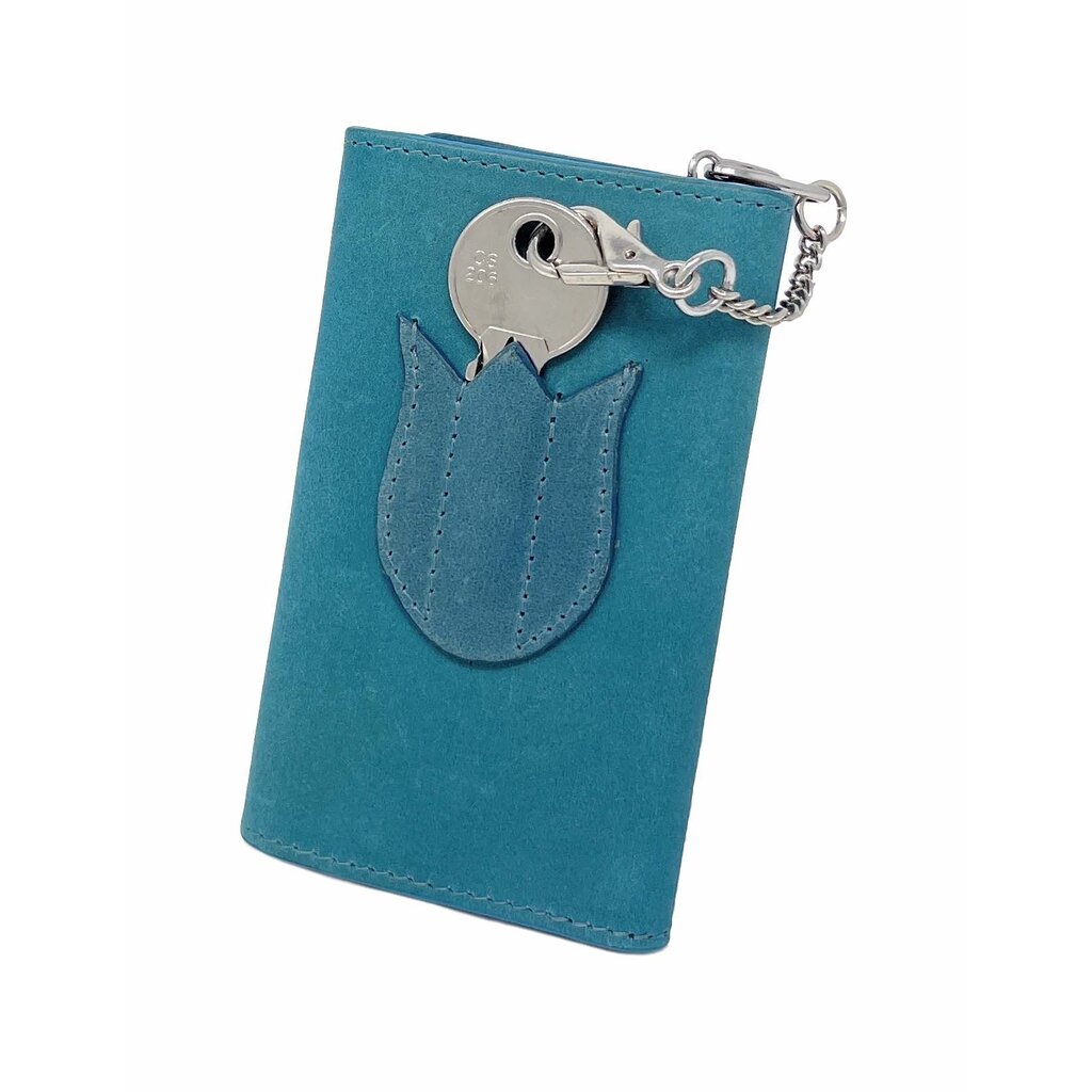 Su.B Tulip Key Holder, Compact Leather Key Case with Unique Design – Turquoise