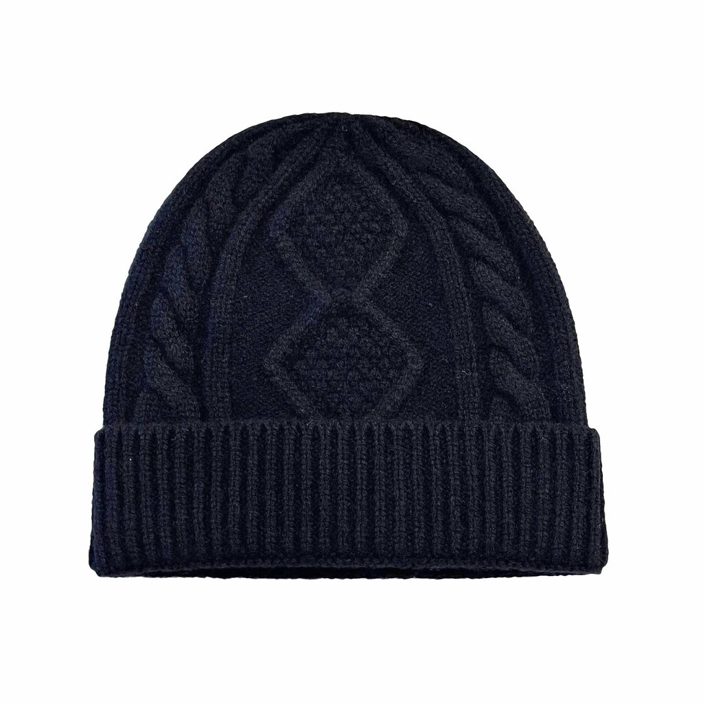 Su.B.dgn Mütze für Damen und Herren, Strickmütze aus Wolle, Beanie Wollmütze für den Winter - Schwarz