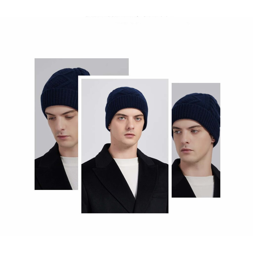 Su.B.dgn Mütze für Damen und Herren, Strickmütze aus Wolle, Beanie Wollmütze für den Winter - Schwarz