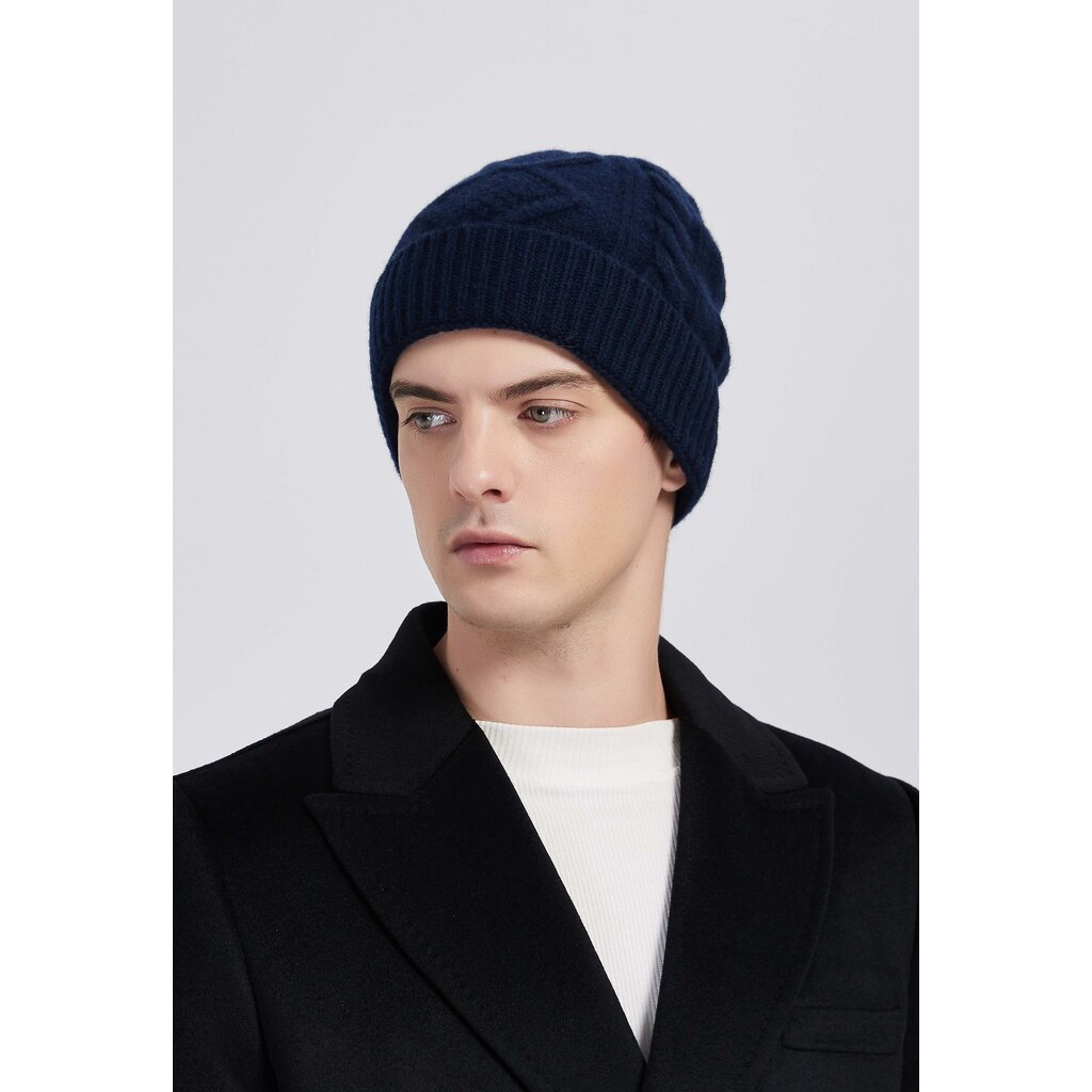 Su.B.dgn Mütze für Damen und Herren, Strickmütze aus Wolle, Beanie Wollmütze für den Winter - Schwarz