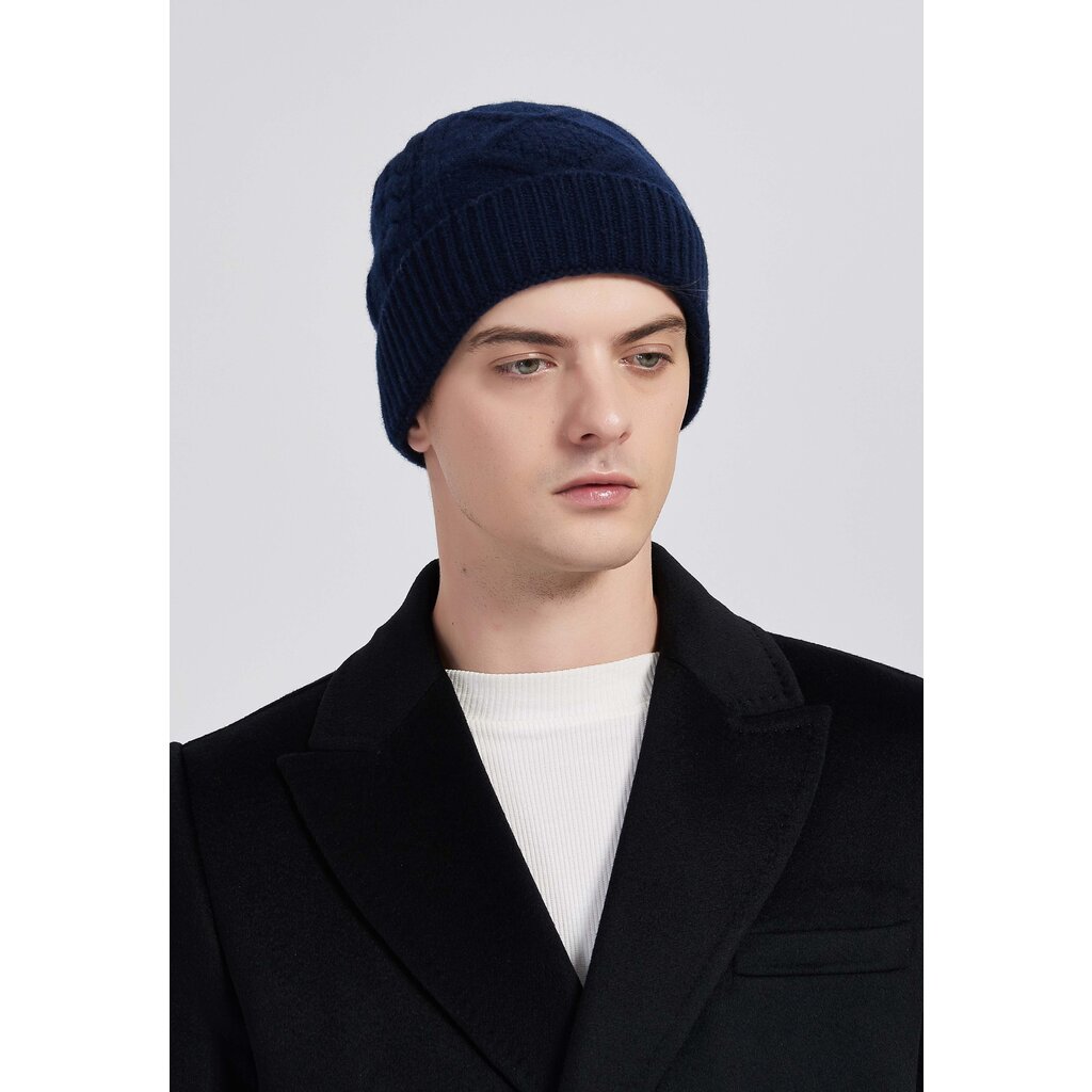 Su.B.dgn Mütze für Damen und Herren, Strickmütze aus Wolle, Beanie Wollmütze für den Winter - Schwarz
