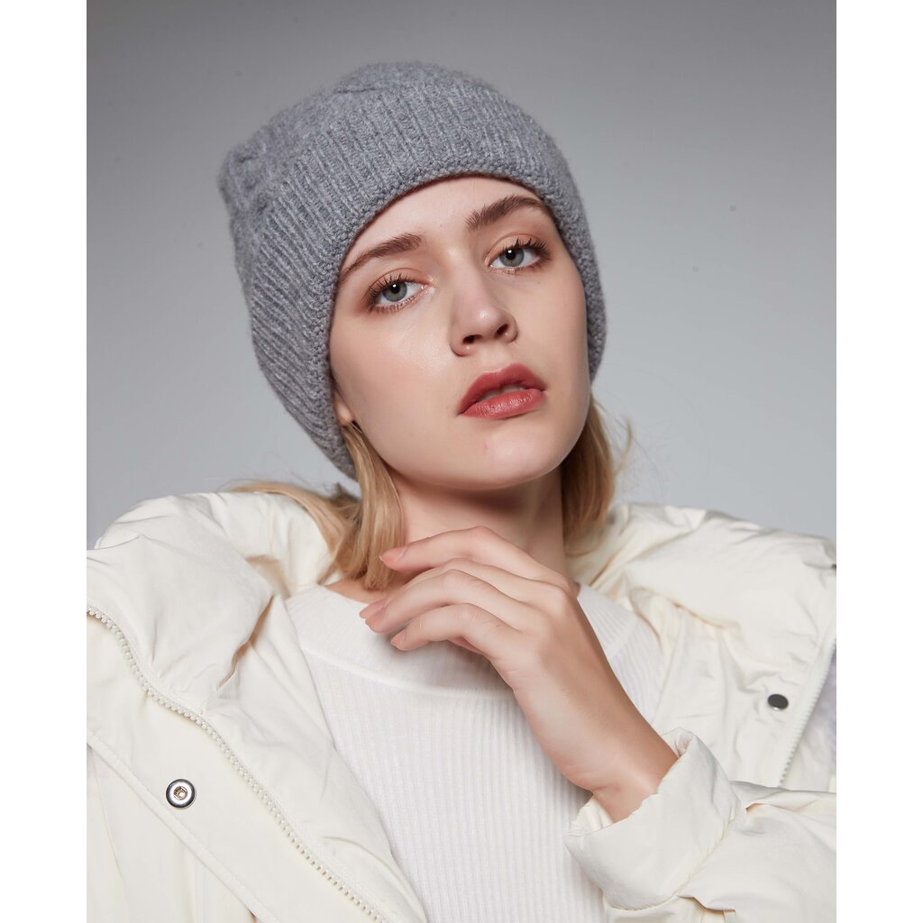Su.B.dgn Mütze für Damen und Herren, Strickmütze aus Wolle, Beanie Wollmütze für den Winter - Schwarz