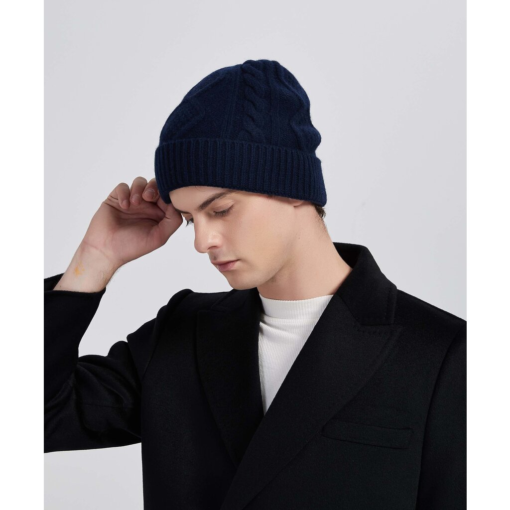Su.B.dgn Mütze für Damen und Herren, Strickmütze aus Wolle, Beanie Wollmütze für den Winter - Schwarz