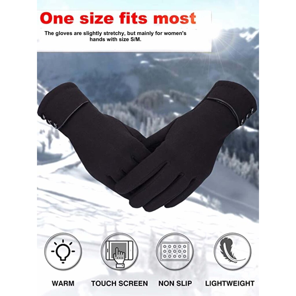 Su.B.dgn Winterhandschuhe für Damen - Für Touchscreens geeignet - Einheitsgröße für M, S - Warmes Fleecefutter - Rot