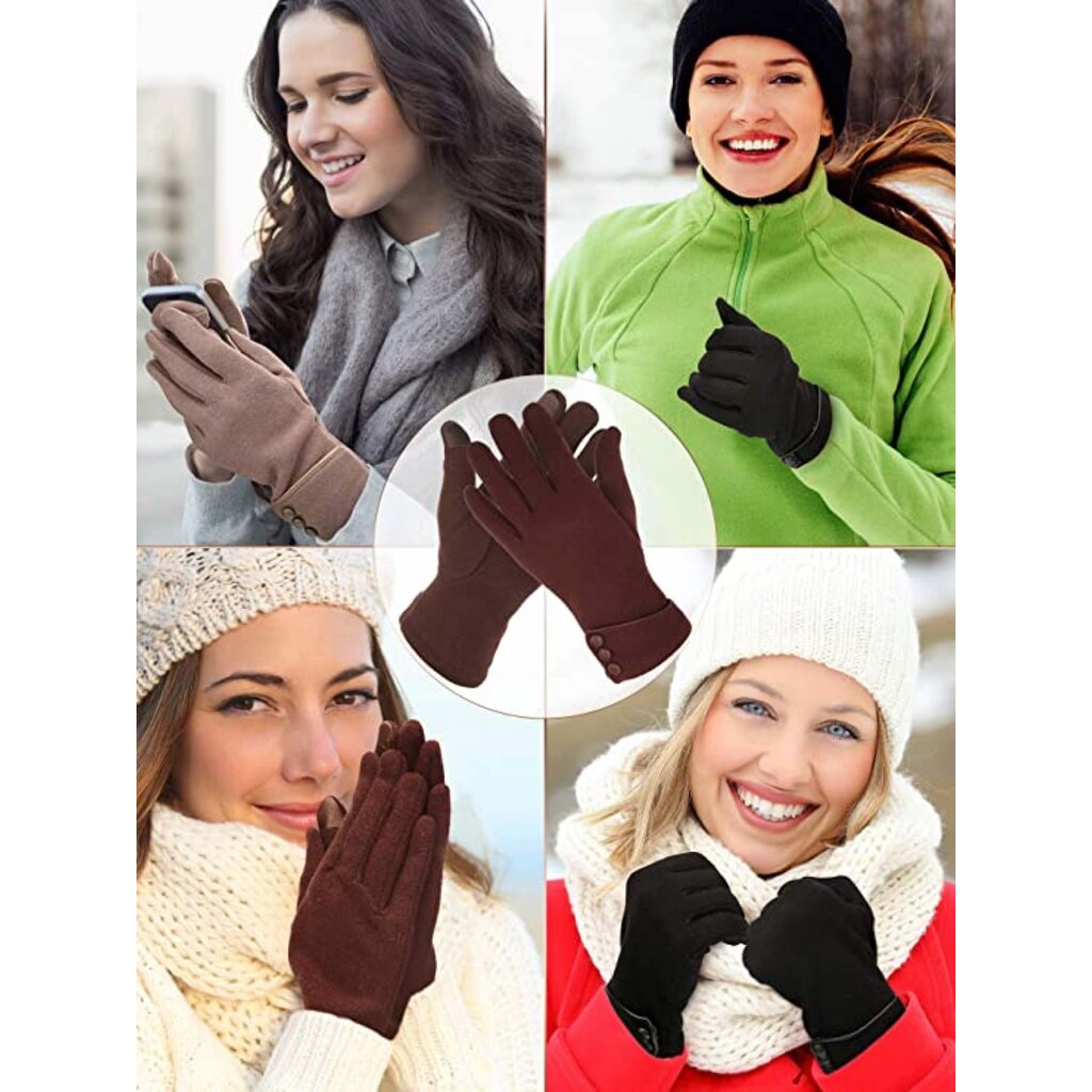 Su.B.dgn Winterhandschuhe für Damen - Für Touchscreens geeignet - Einheitsgröße für M, S - Warmes Fleecefutter - Rot