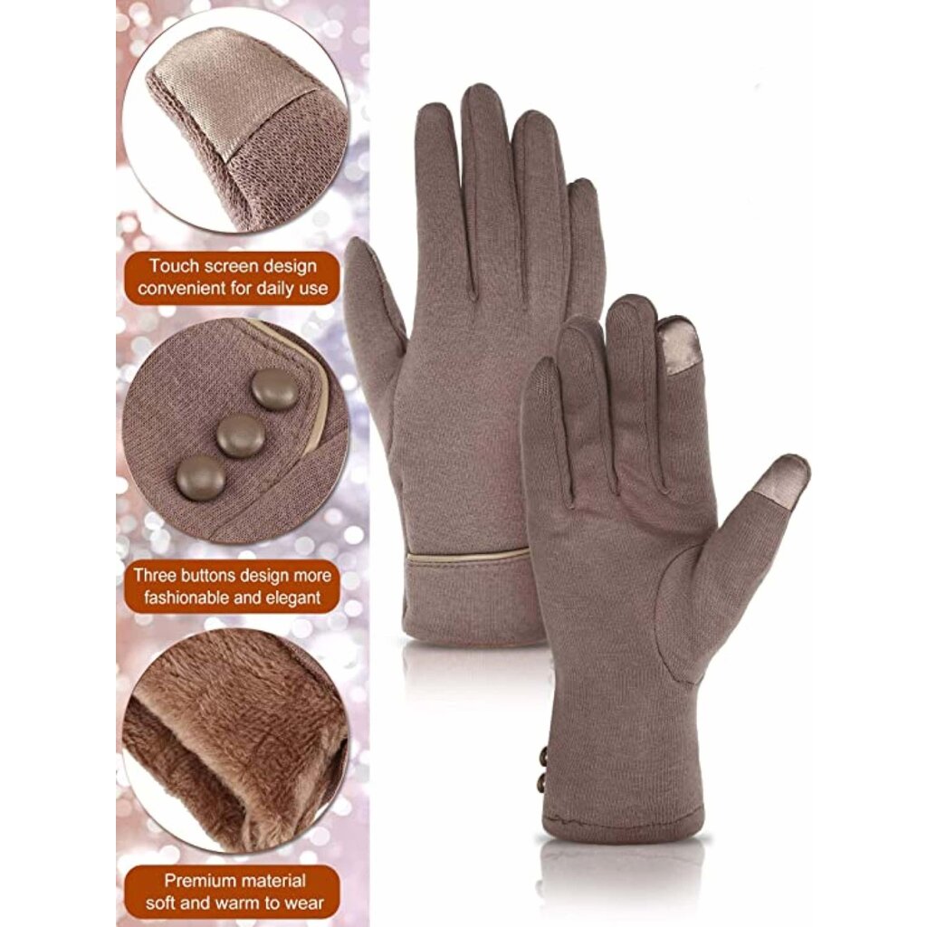 Su.B.dgn Winter Gloves Women, Touch Screen Gloves, Warm Fleece Lined Gloves, One Size for  M, S - Black