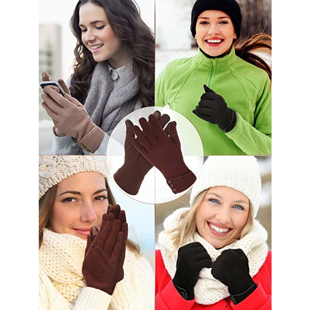 Su.B.dgn Winter Gloves Women, Touch Screen Gloves, Warm Fleece Lined Gloves, One Size for  M, S - Black