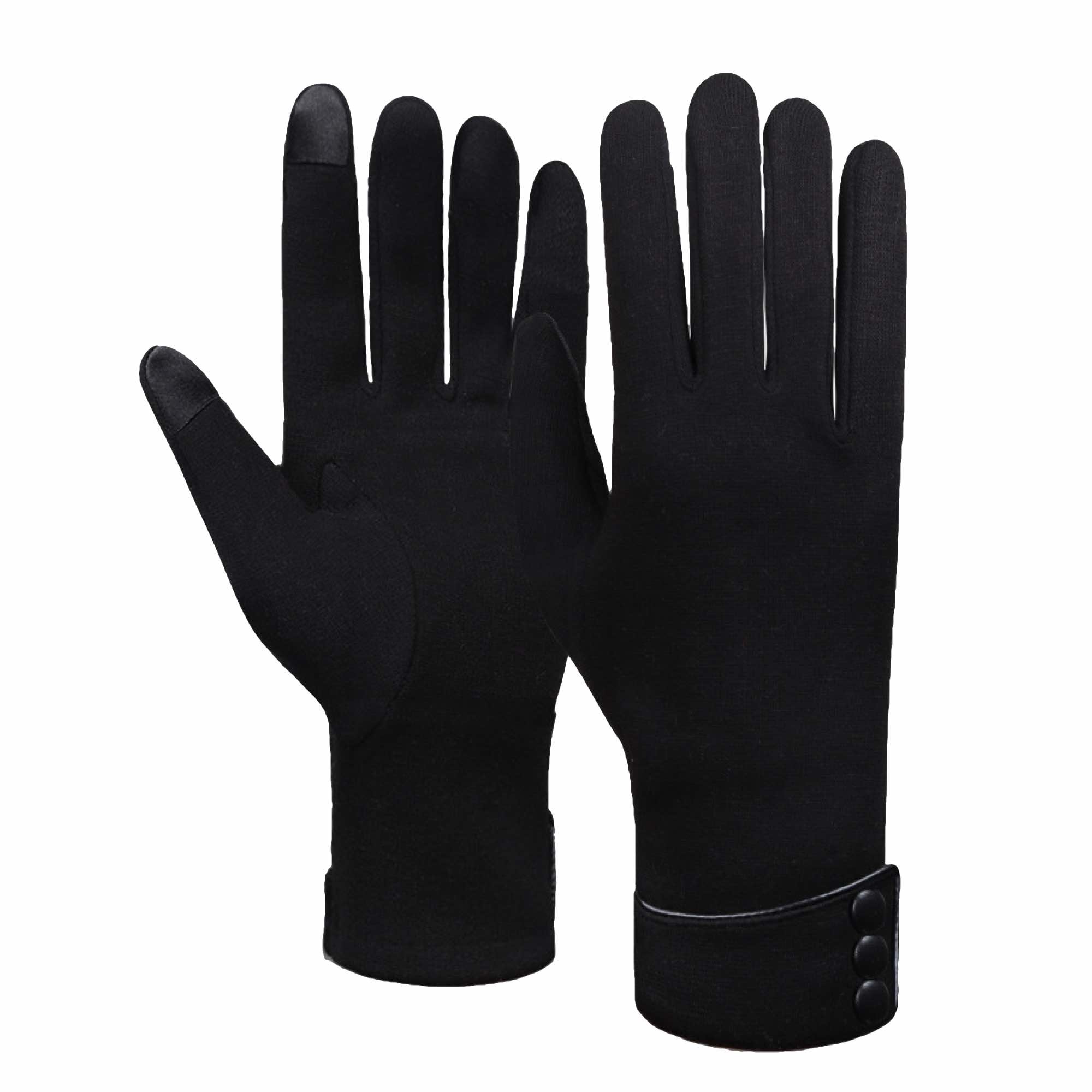 Damenhandschuhe für den Winter - Geeignet für Touchscreens - Warmes Fleece Futter - Einheitsgröße - Schwarz-2