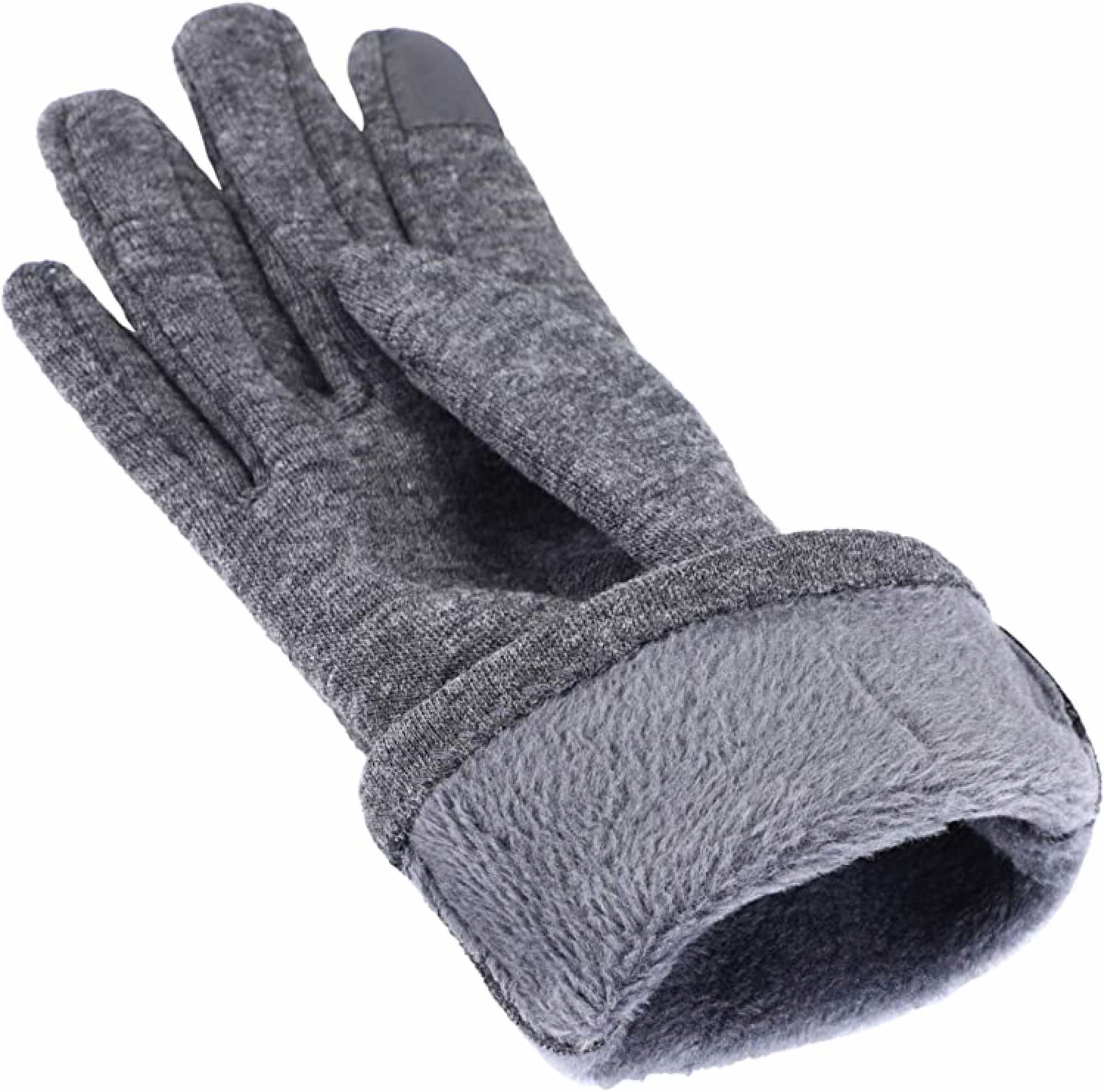 Damenhandschuhe für den Winter - Geeignet für Touchscreens - Warmes Fleece Futter - Einheitsgröße - Grau-8
