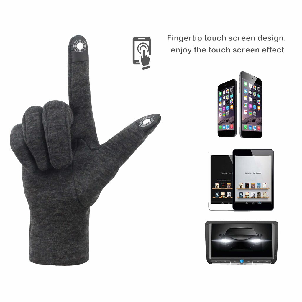 Su.B.dgn Winter Gloves Women, Touch Screen Gloves, Warm Fleece Lined Gloves, One Size for M, S - Grey