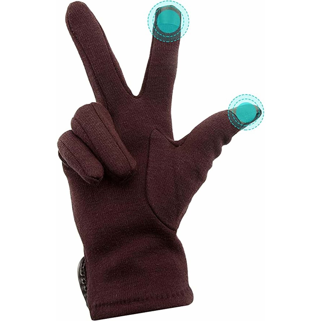Su.B.dgn Winter Gloves Women, Touch Screen Gloves, Warm Fleece Lined Gloves, One Size for  M, S - Brown