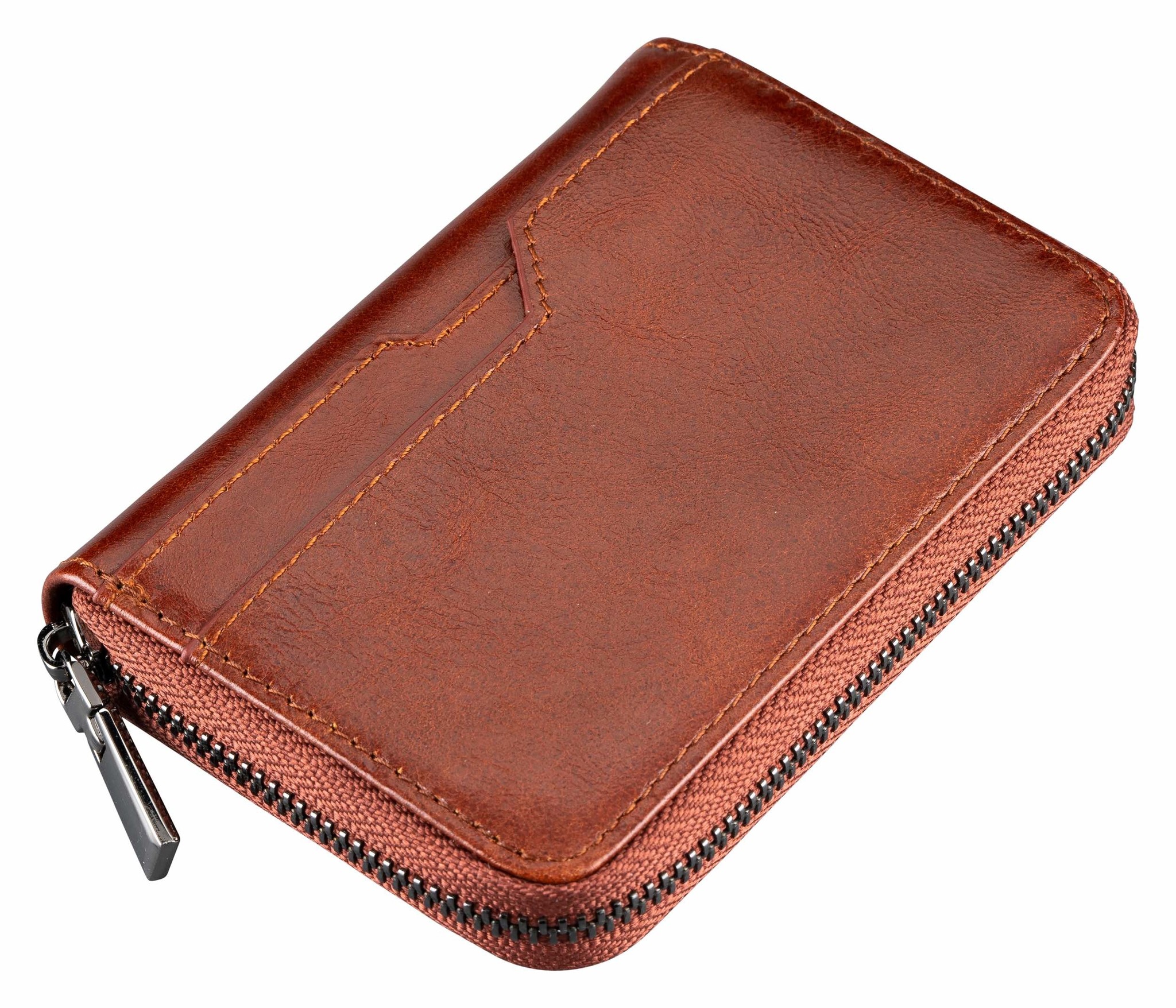 Minimalist Wallet for Men, Leather, RFID Blocking, Card Holder and Money Clip -Brown-1