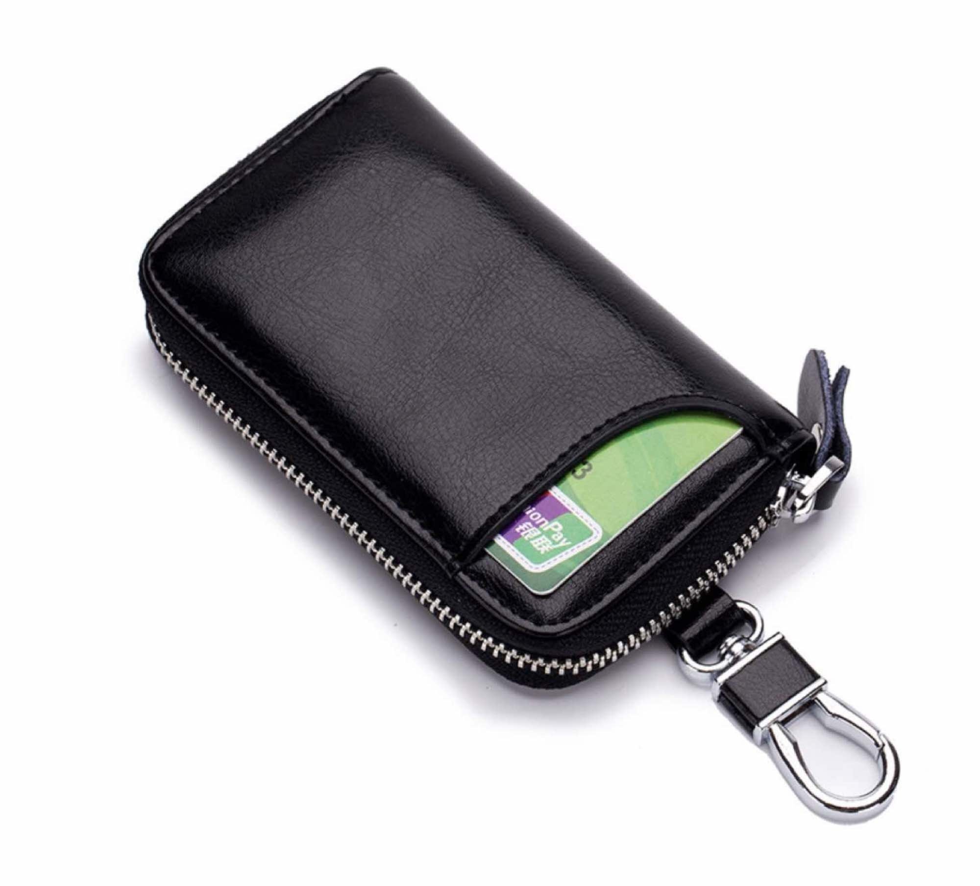 Genuine Leather Car Key Holder Zipper Keychain